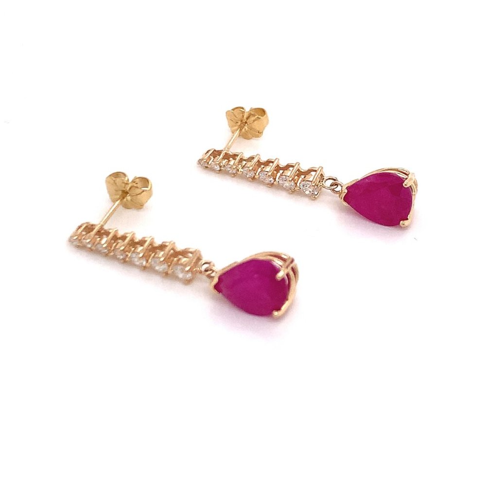 Natural Ruby Diamond Earrings 14k Gold 5.42 TCW Certified $4,950 018662 - Picture 8 of 13